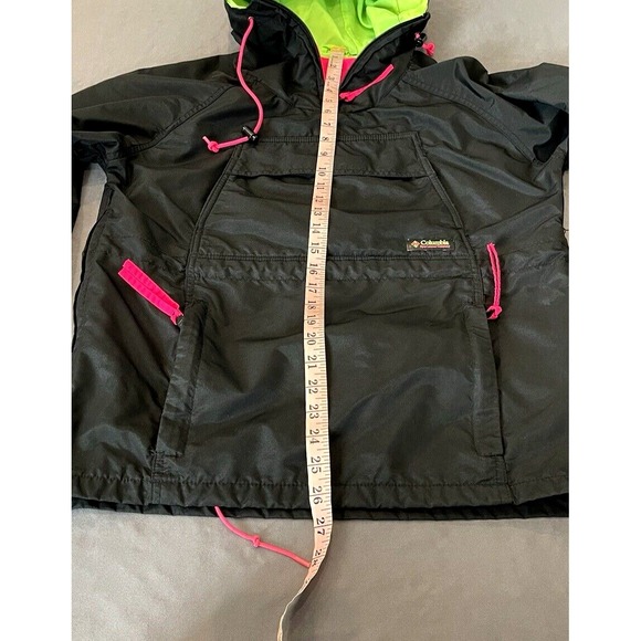 Vintage Columbia Jacket Mens Small Black Pink Green Bugaboo 90s Windbreaker - Picture 15 of 15